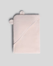 Organic Hooded Baby Towel with Ears in Blush by Parachute Home — view 1