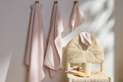 Organic Hooded Baby Towel with Ears in Blush by Parachute Home — view 4