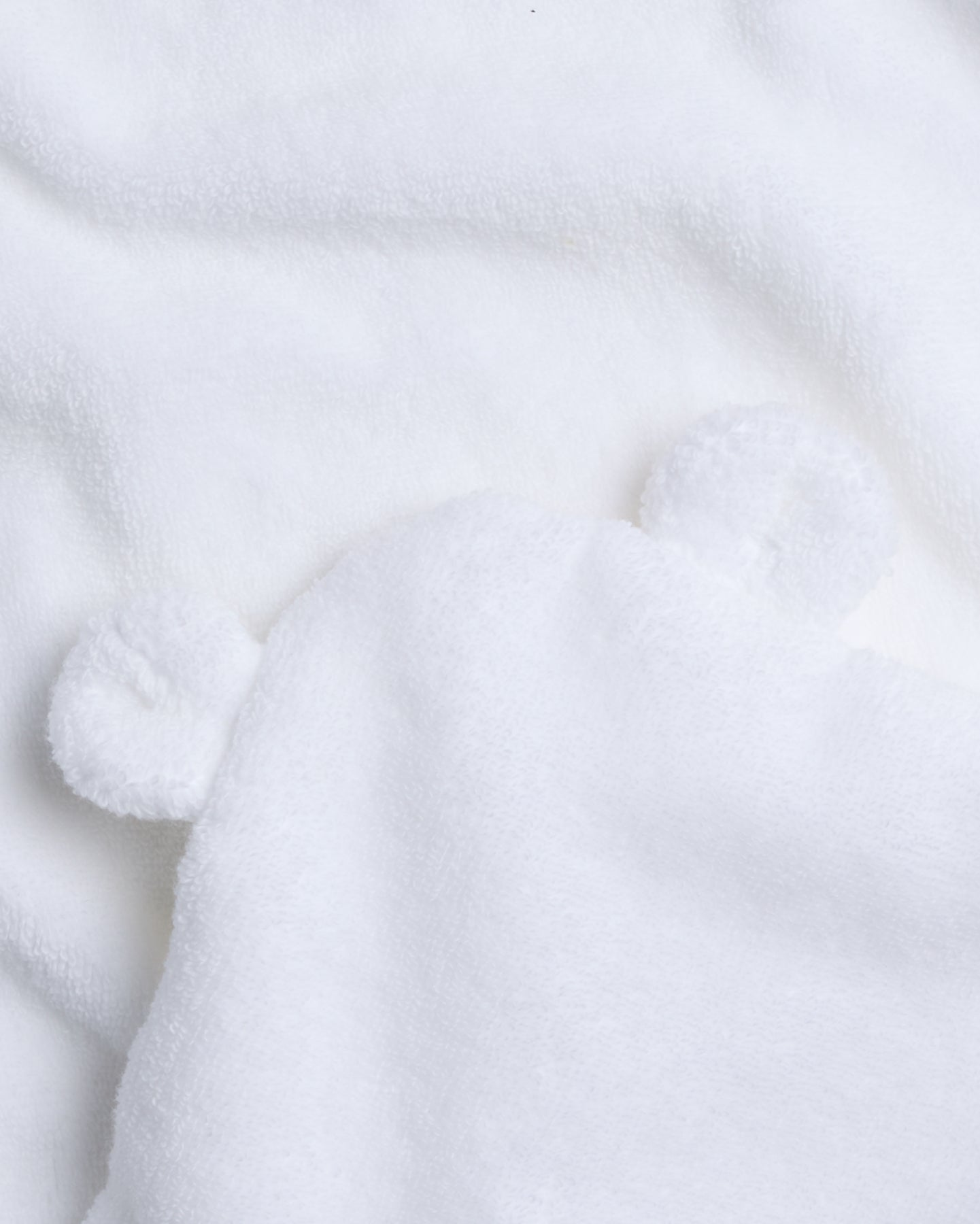 Organic Hooded Baby Towel with Ears in White by Parachute Home — view 4