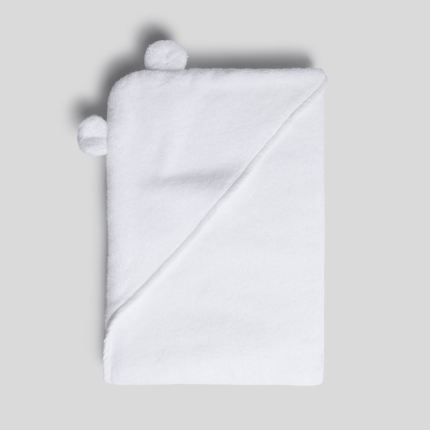 Organic Hooded Baby Towel with Ears in White by Parachute Home — view 1