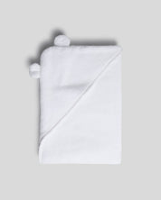 Organic Hooded Baby Towel with Ears in White by Parachute Home — view 1