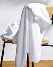 Organic Hooded Baby Towel with Ears in White by Parachute Home — view 3