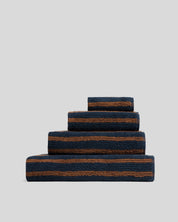 Organic Resort Stripe Towels in Ink with Tobacco by Parachute Home — view 1