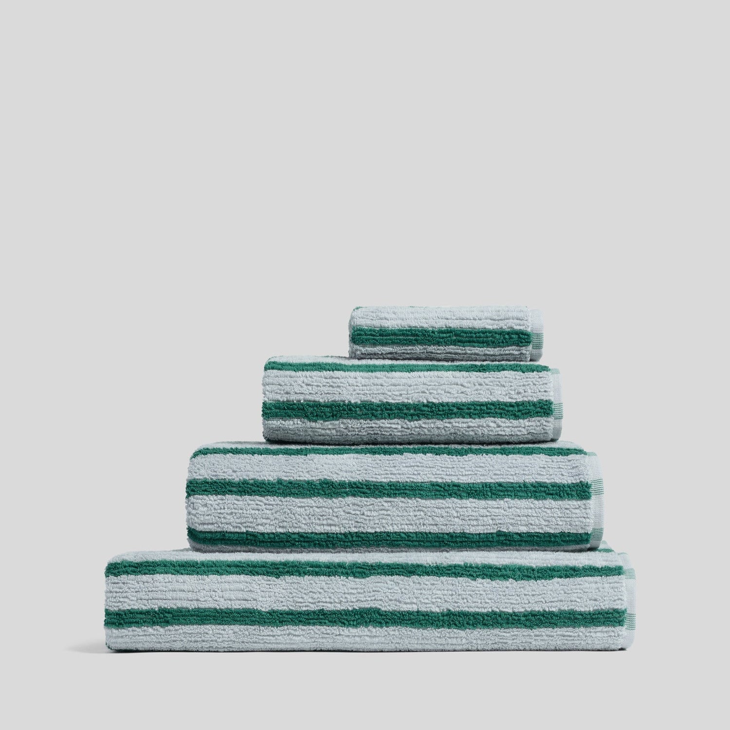 Organic Resort Stripe Towels in Sky with Malachite by Parachute Home — view 1