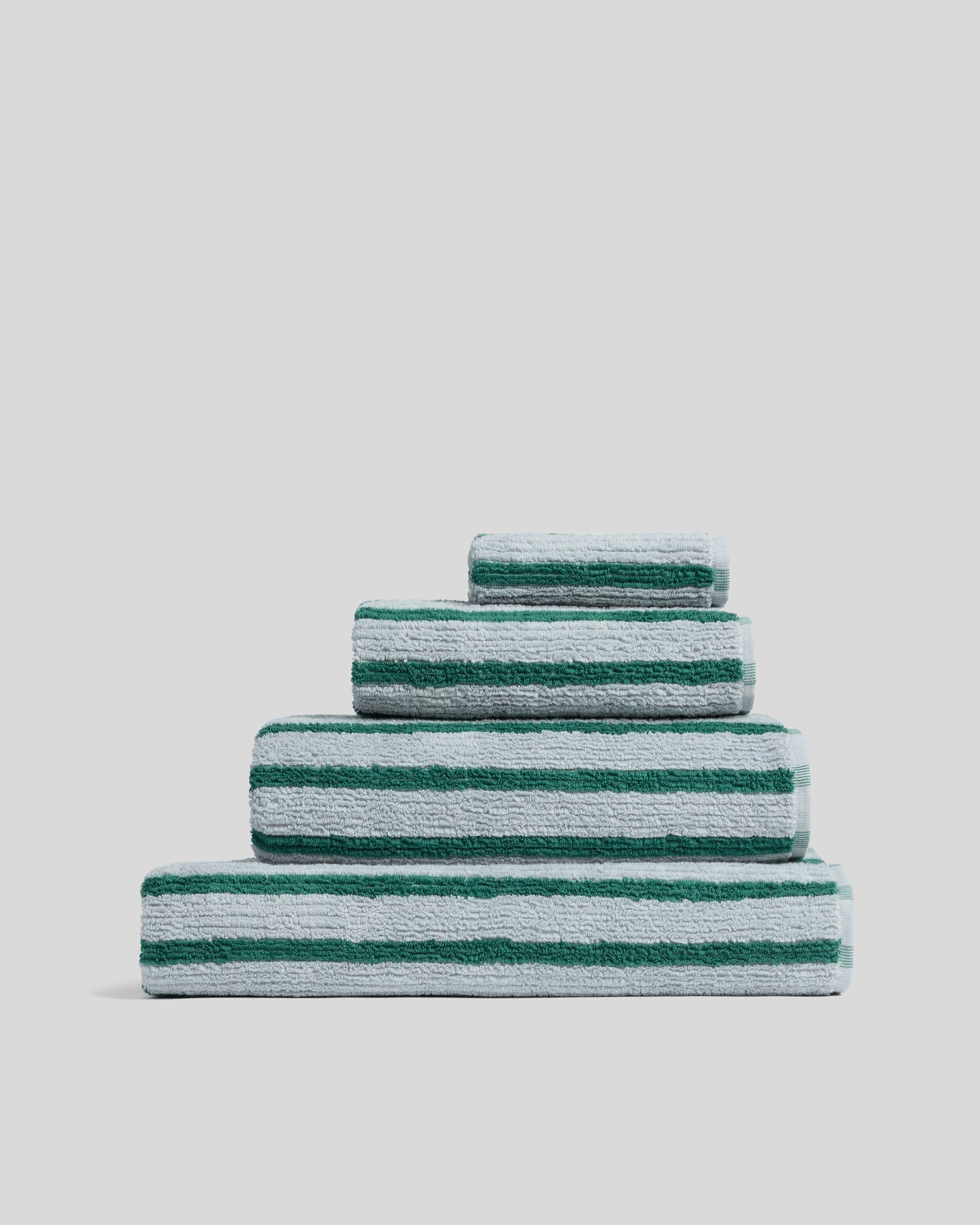 Organic Resort Stripe Towels in Sky with Malachite by Parachute Home — view 1