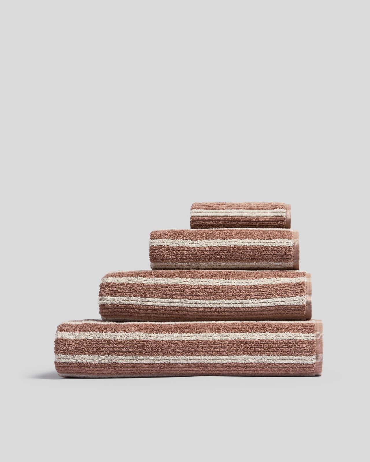 Organic Resort Stripe Towels in Adobe with Butter by Parachute Home — view 1