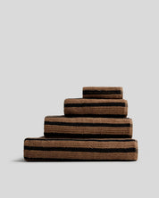 Organic Resort Stripe Towels in Camel with Soft Black by Parachute Home — view 1