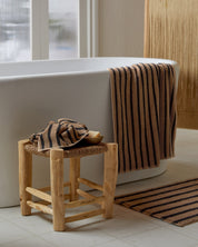 Organic Resort Stripe Towels in Camel with Soft Black by Parachute Home — view 2
