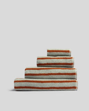 Organic Resort Stripe Towels in Sage with Russet by Parachute Home — view 1
