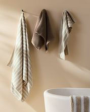 Organic Resort Stripe Towels in Bone with White by Parachute Home — view 4