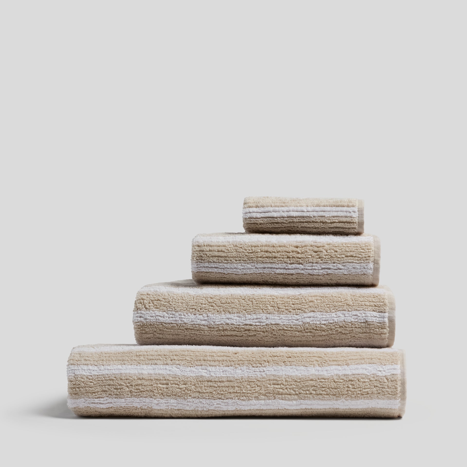 Organic Resort Stripe Towels in Bone with White by Parachute Home — view 1