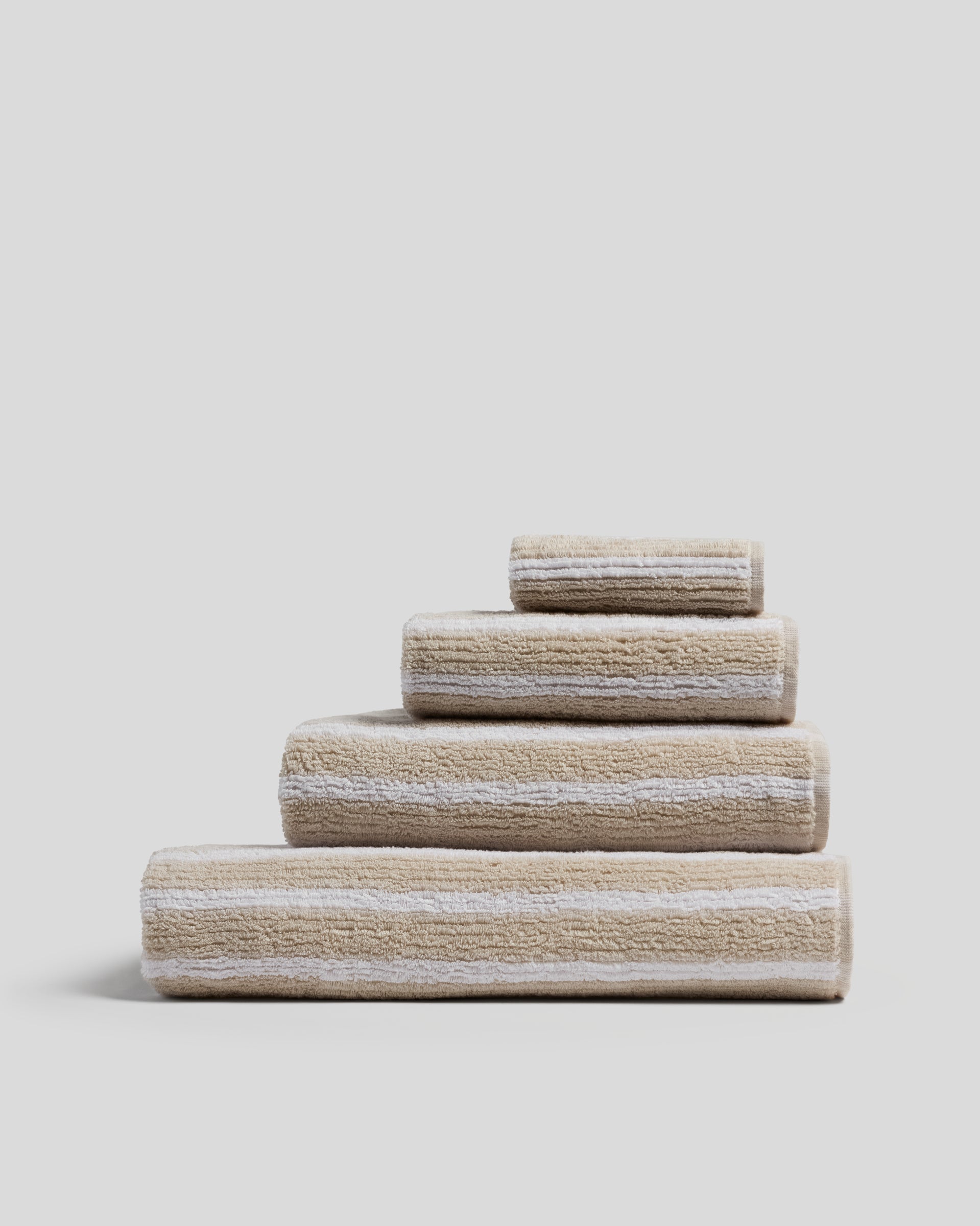 Organic Resort Stripe Towels in Bone with White by Parachute Home — view 1