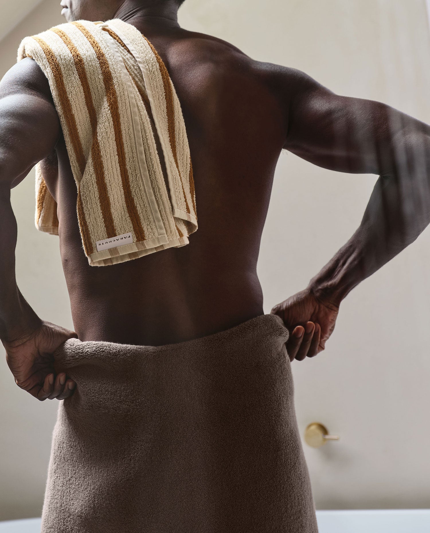 Organic Resort Stripe Towels in Butter with Honey by Parachute Home — view 5