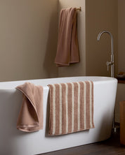Organic Resort Stripe Tub Mat in Adobe with Butter by Parachute Home — view 2