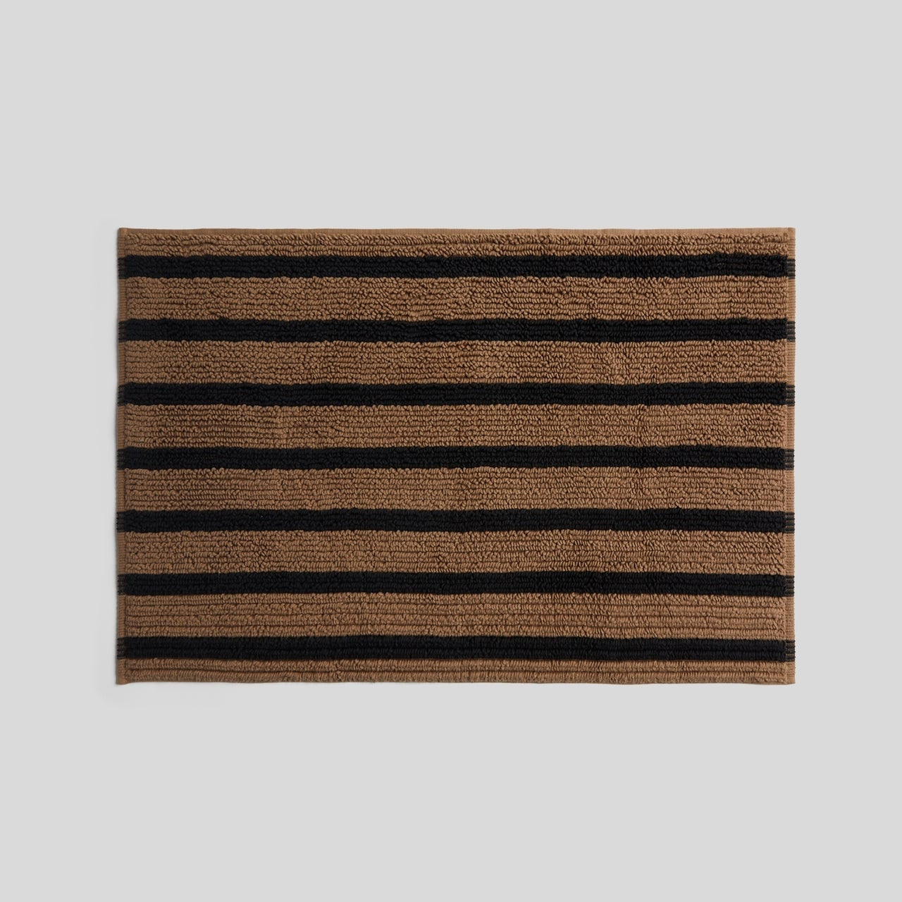 Organic Resort Stripe Tub Mat in Camel with Soft Black by Parachute Home — view 1