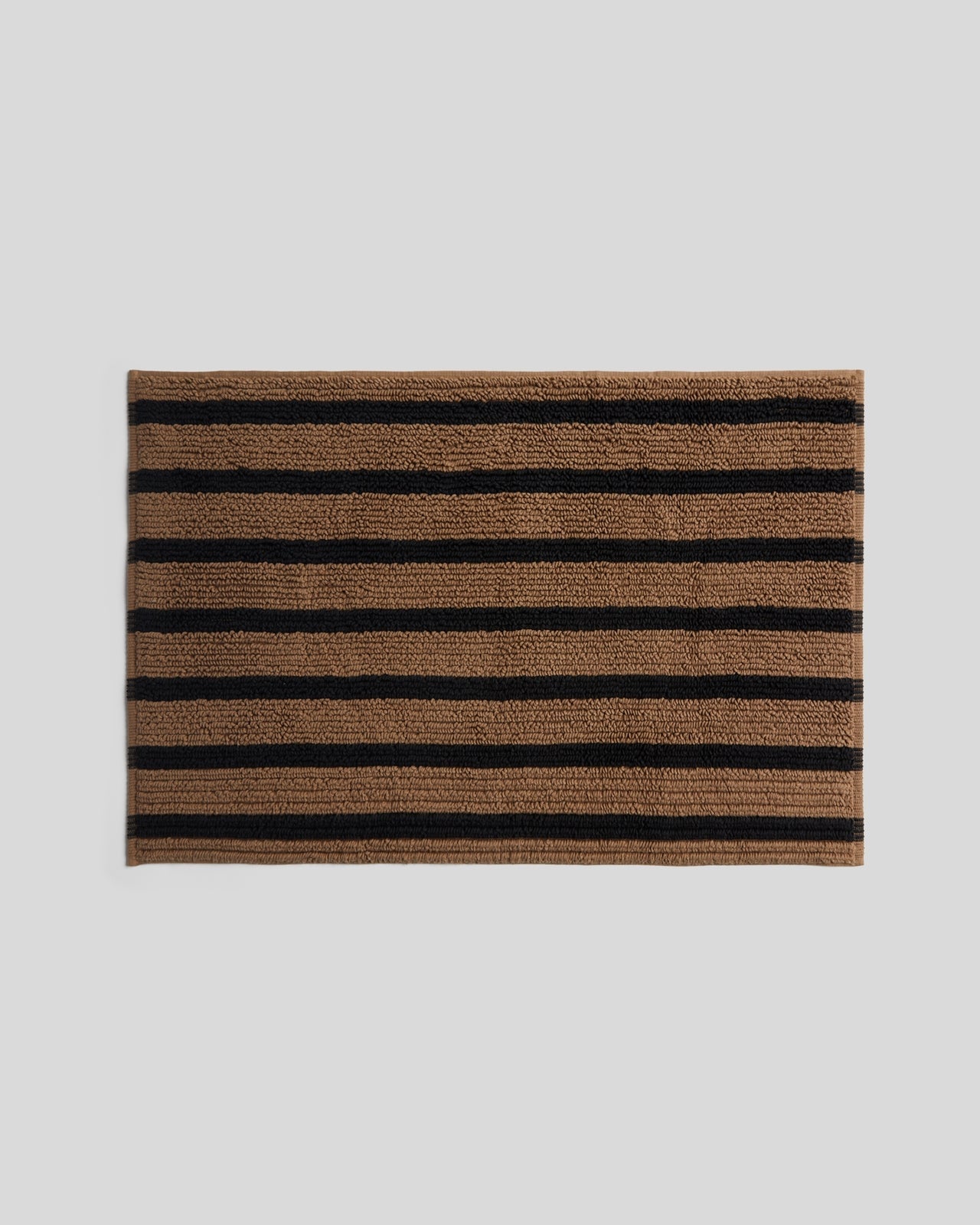 Organic Resort Stripe Tub Mat in Camel with Soft Black by Parachute Home — view 1