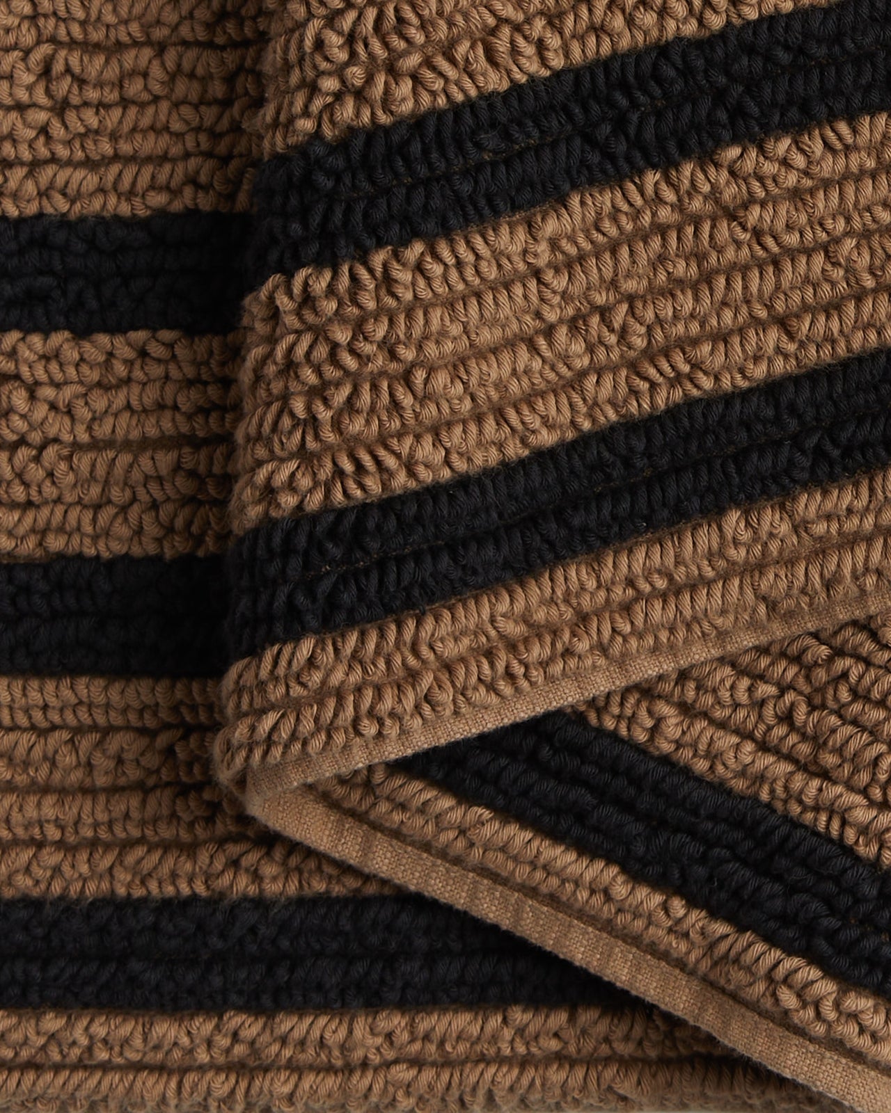 Organic Resort Stripe Tub Mat in Camel with Soft Black by Parachute Home — view 3