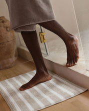Organic Resort Stripe Tub Mat in Bone with White by Parachute Home — view 2