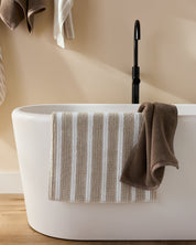 Organic Resort Stripe Tub Mat in Bone with White by Parachute Home — view 4