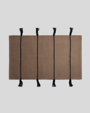 Organic Tassel Bath Rug in Warm Grey and Soft Black by Parachute Home — view 1