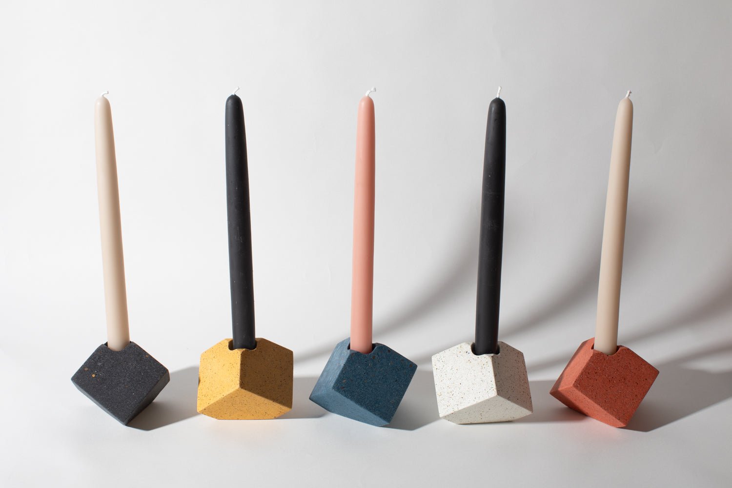 Cube Candlestick Holder | Coral Terrazzo - pretti.cool