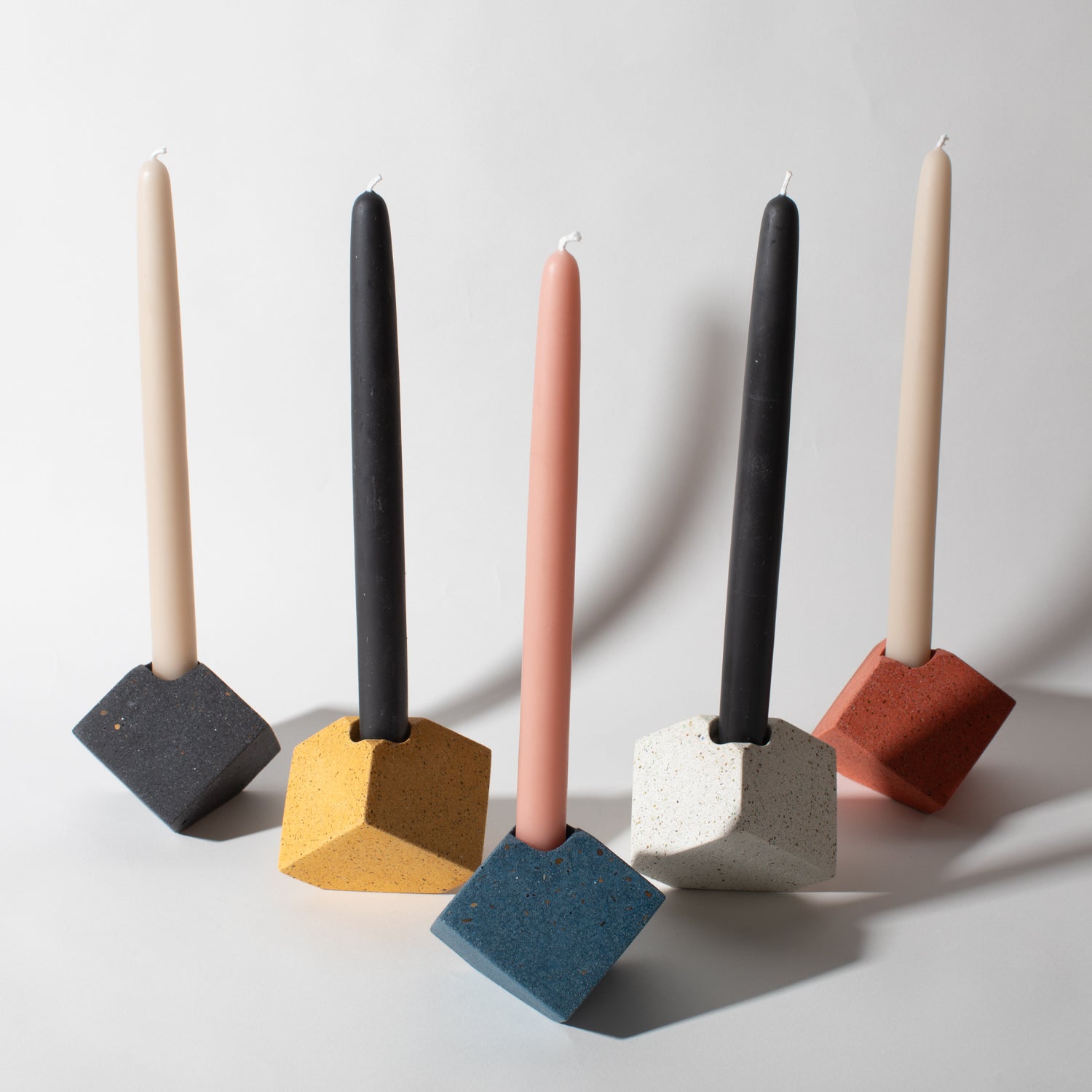 Cube Candlestick Holder | Coral Terrazzo - pretti.cool