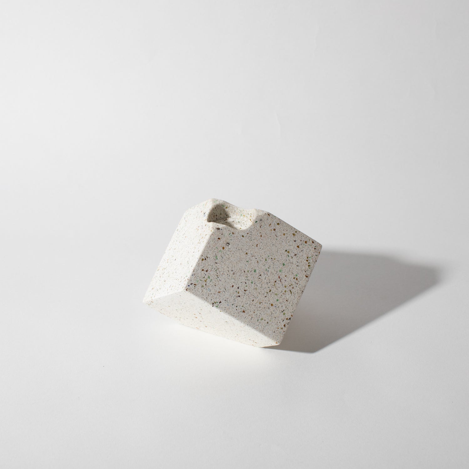 Cube Candlestick Holder | White Terrazzo - pretti.cool