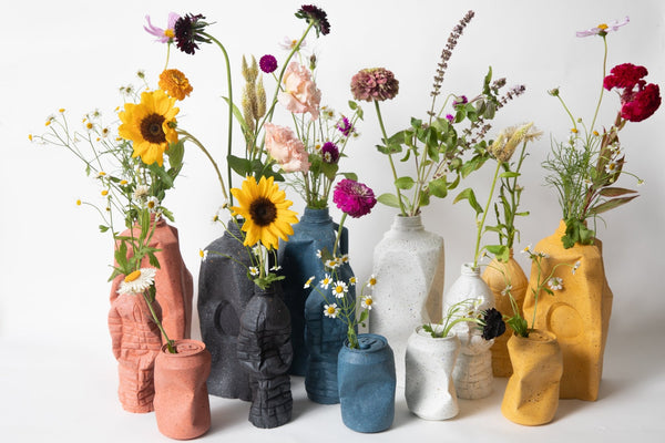 Vase family styled with flowers