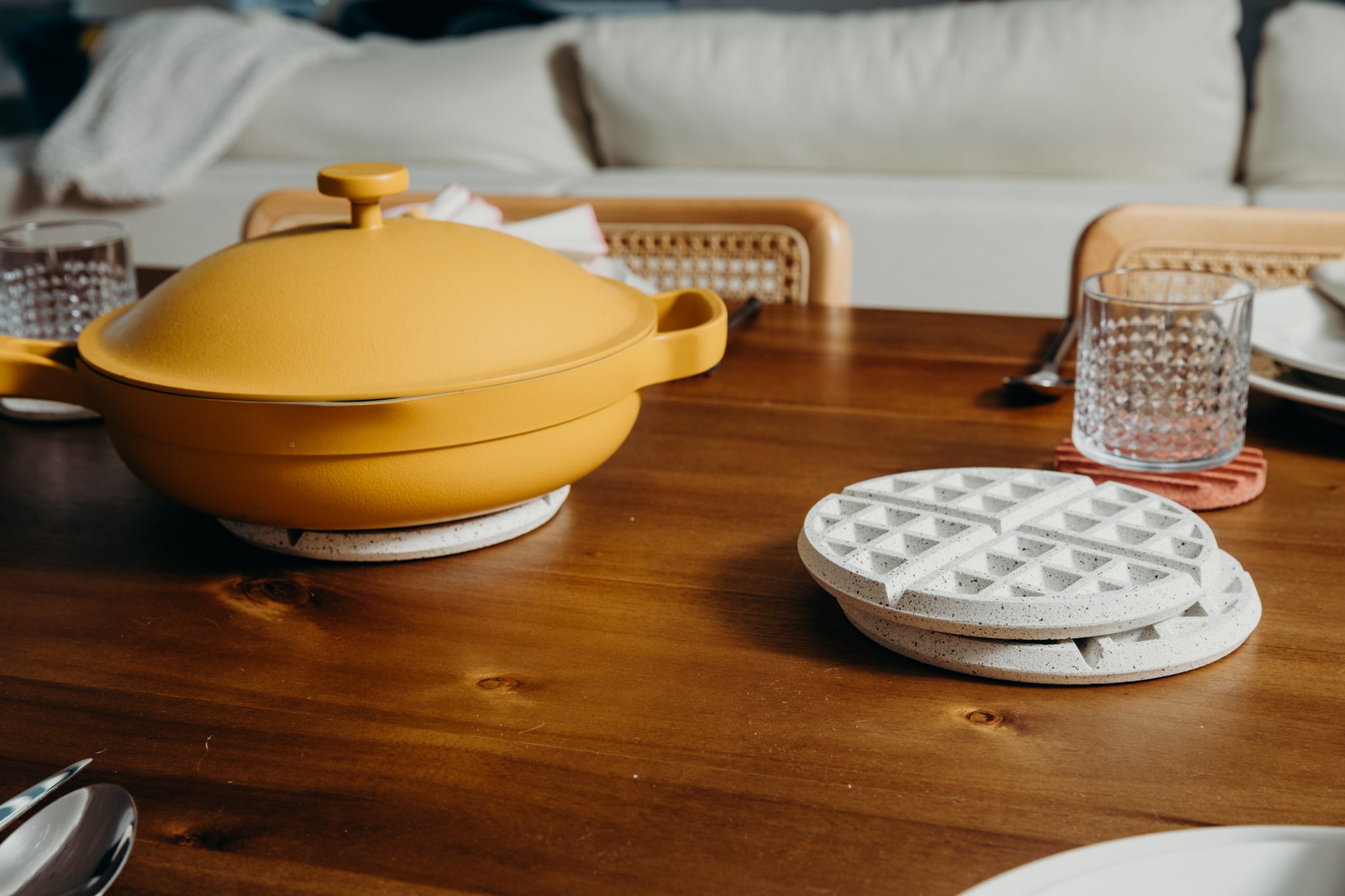 Waffle Trivet | White Terrazzo - Pretti.Cool