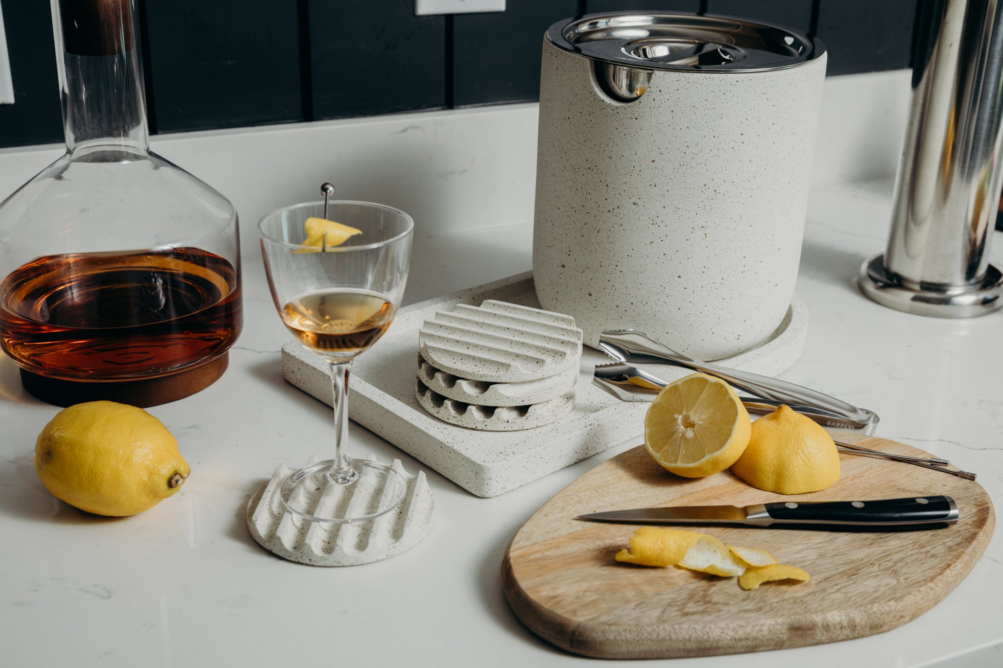 Ice Bucket Tray | White Terrazzo - Pretti.Cool