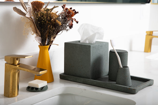 Bathroom counter with bath set