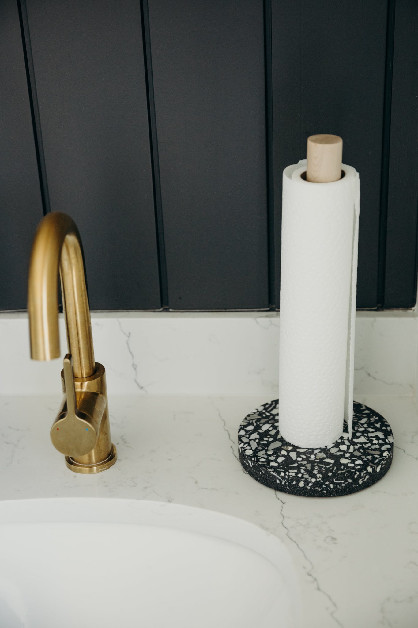 Paper Towel Holder | Chunky Black Terrazzo - Pretti.Cool