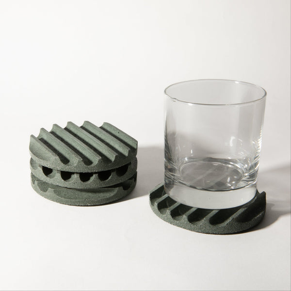 Coaster Set — with a glass in place