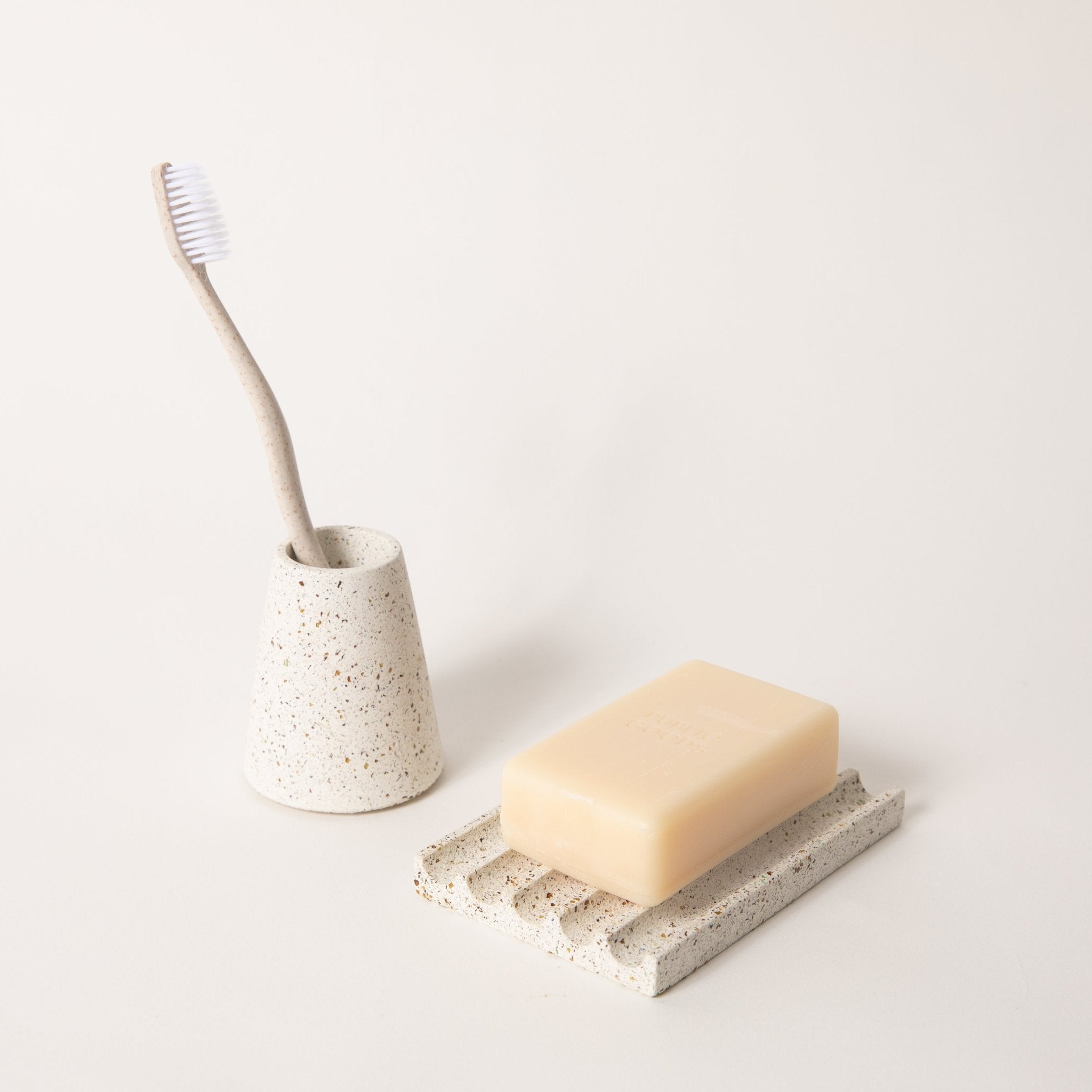 Toothbrush Holder | White Terrazzo - pretti.cool