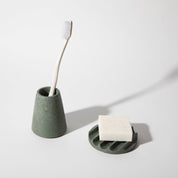 Mini Soap Dish & Toothbrush Holder Set | Dark Green Terrazzo - Pretti.Cool
