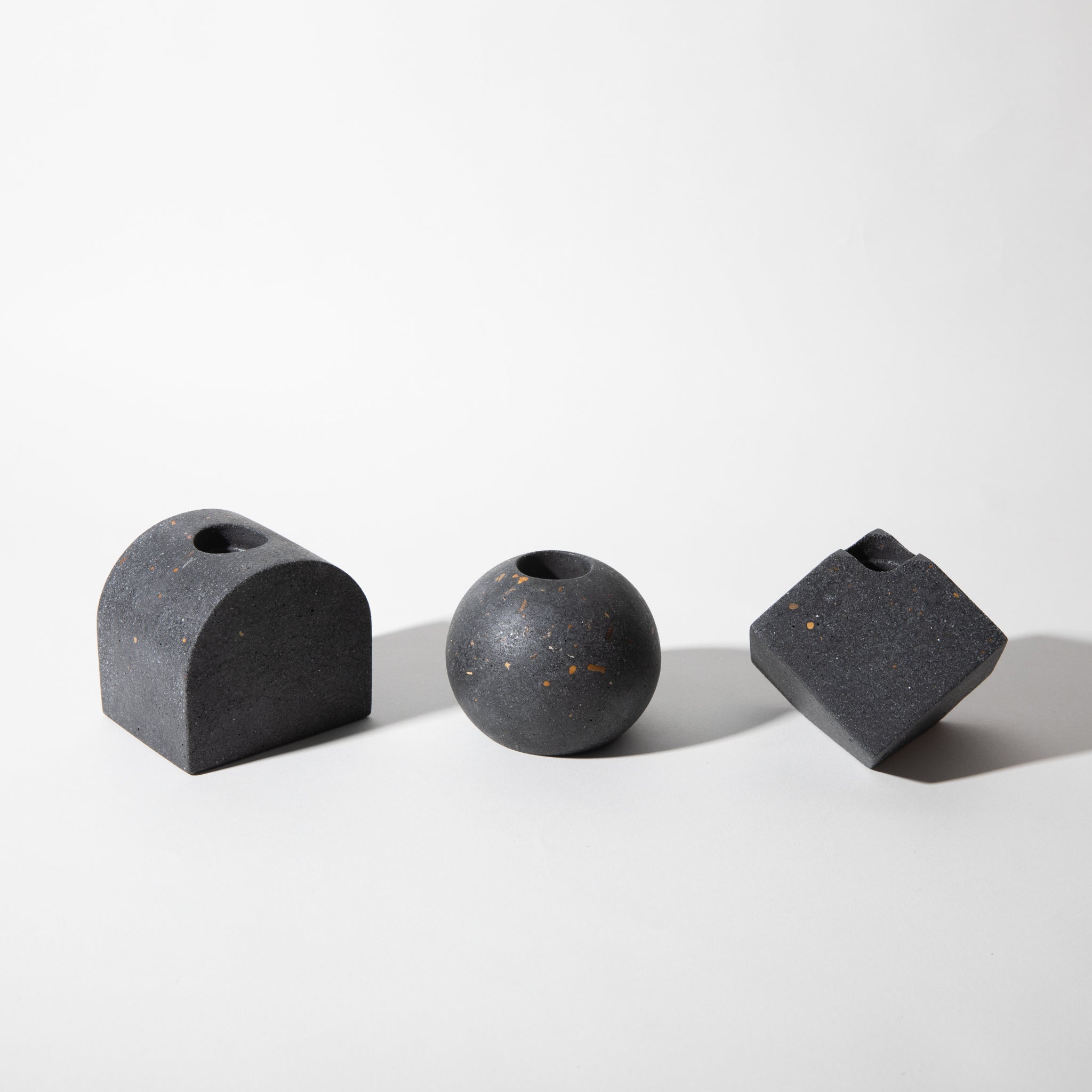Block Candlestick Holder Set | Black Terrazzo - pretti.cool