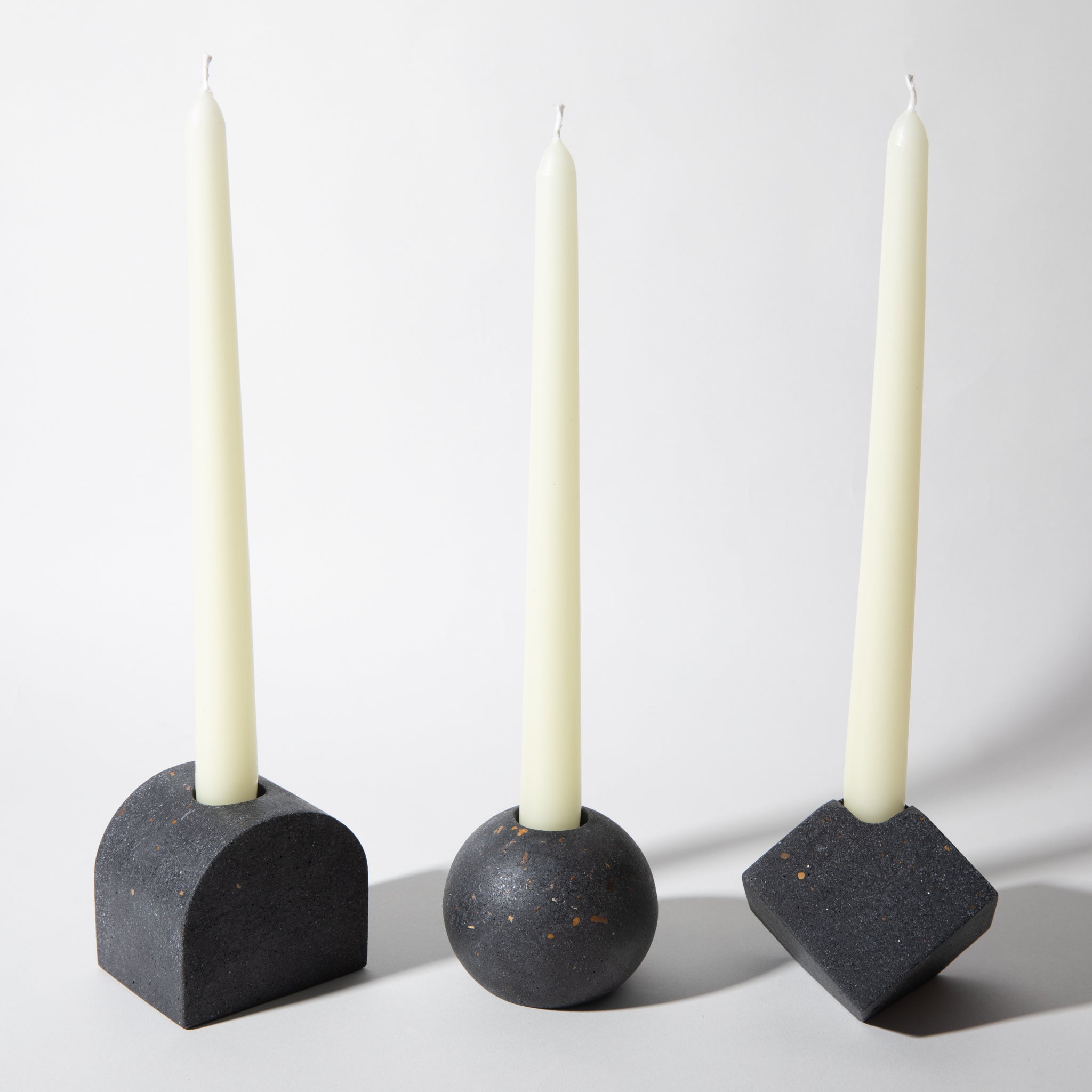 Block Candlestick Holder Set | Black Terrazzo - pretti.cool
