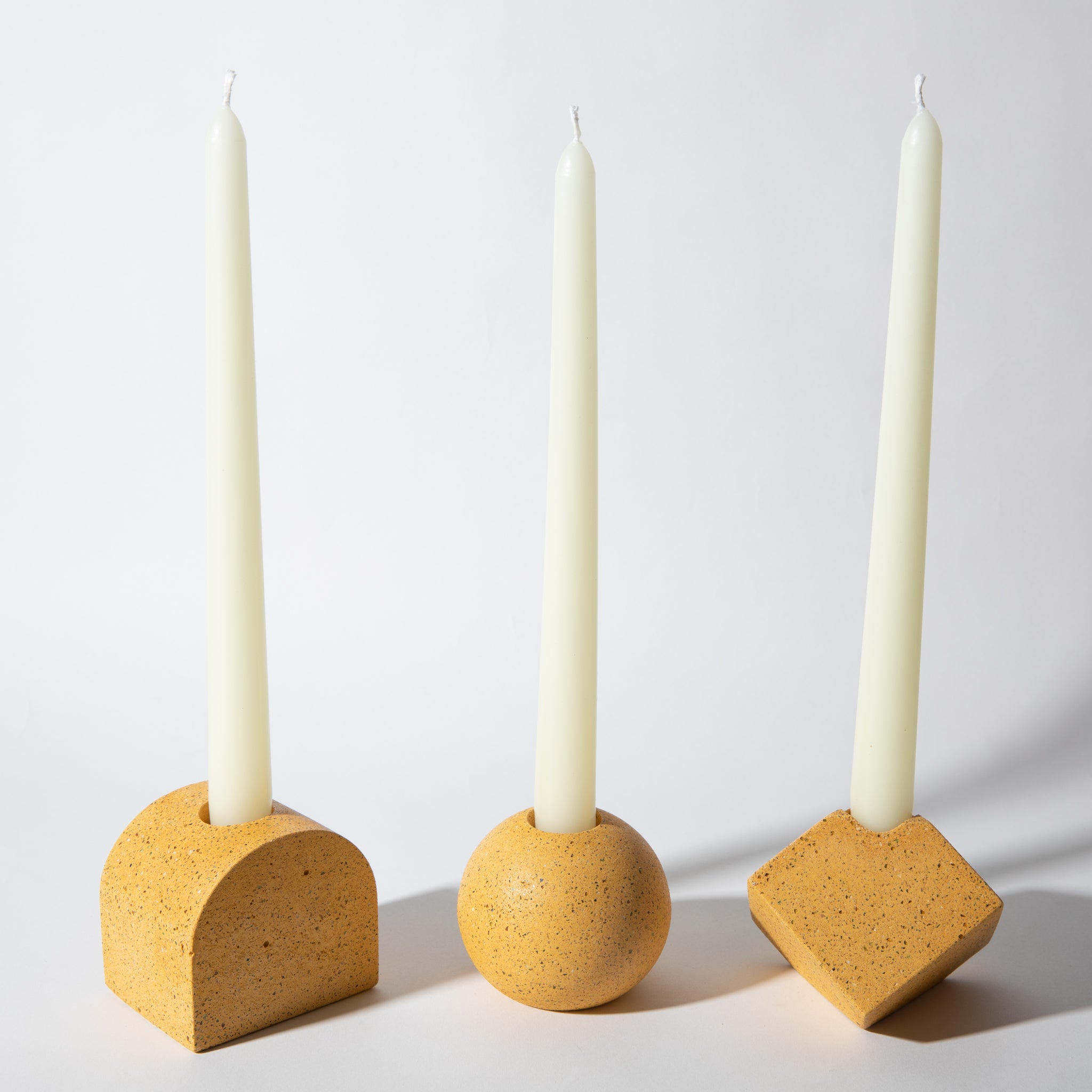 Block Candlestick Holder Set | Marigold Terrazzo - pretti.cool