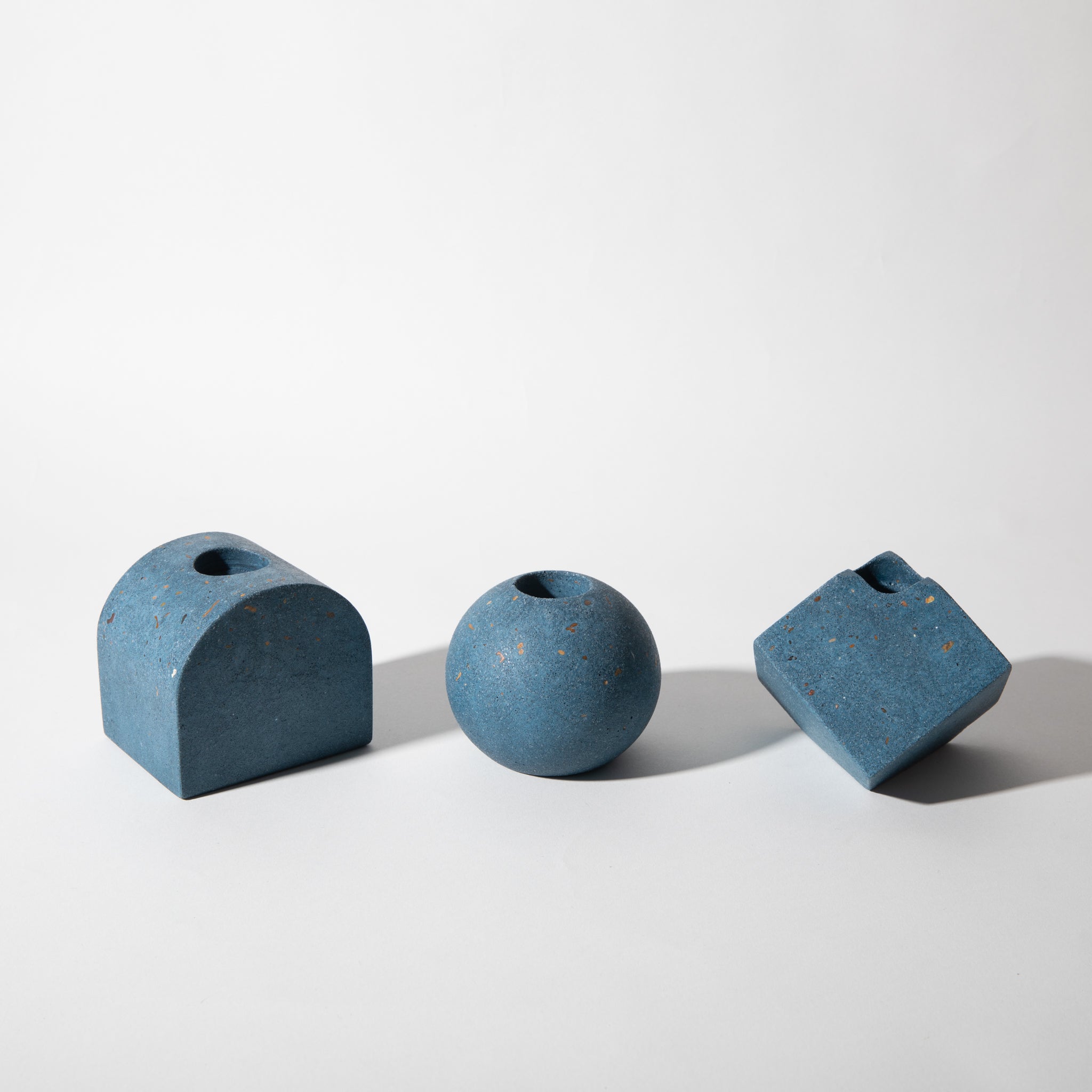 Block Candlestick Holder Set | Cobalt Terrazzo - pretti.cool