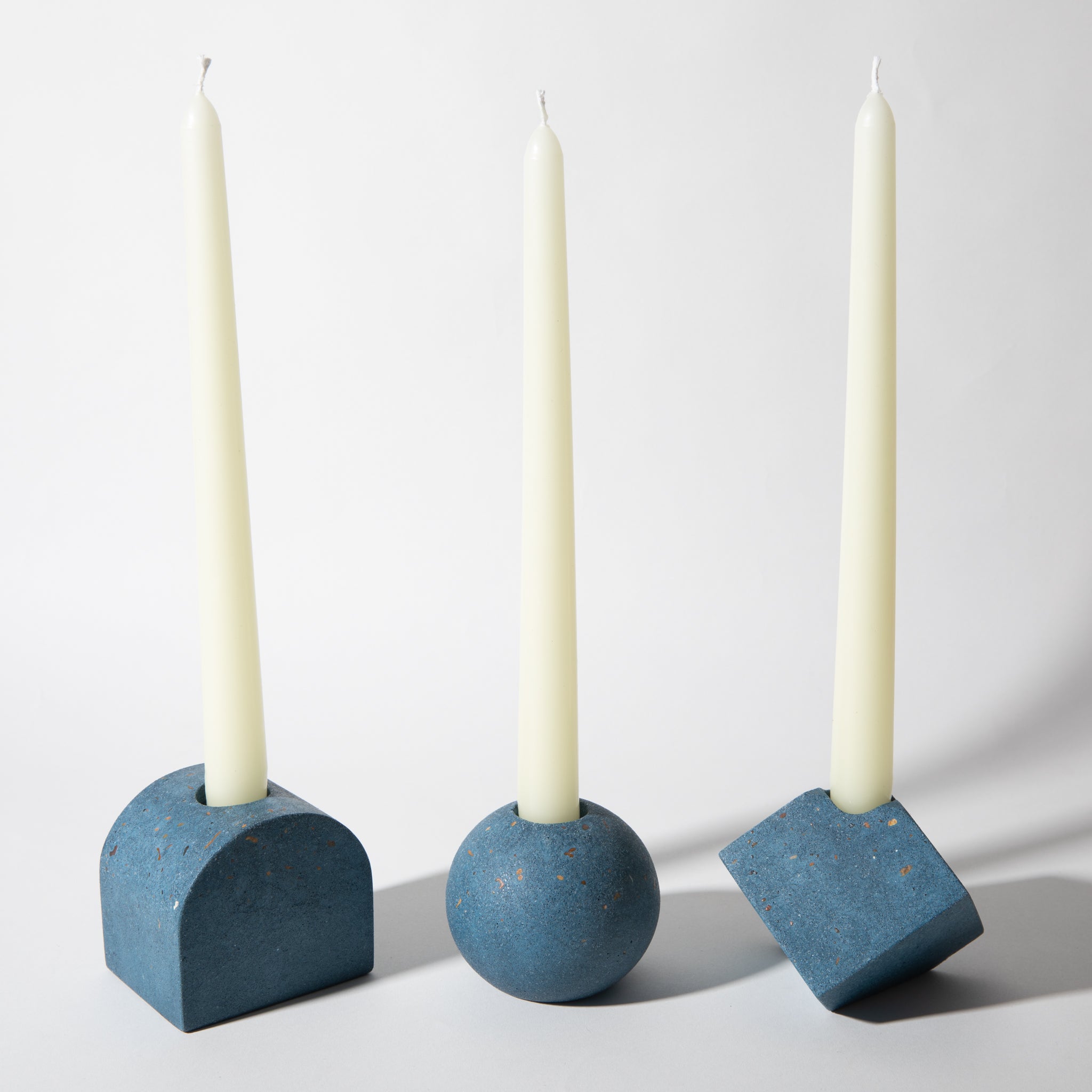 Block Candlestick Holder Set | Cobalt Terrazzo - pretti.cool