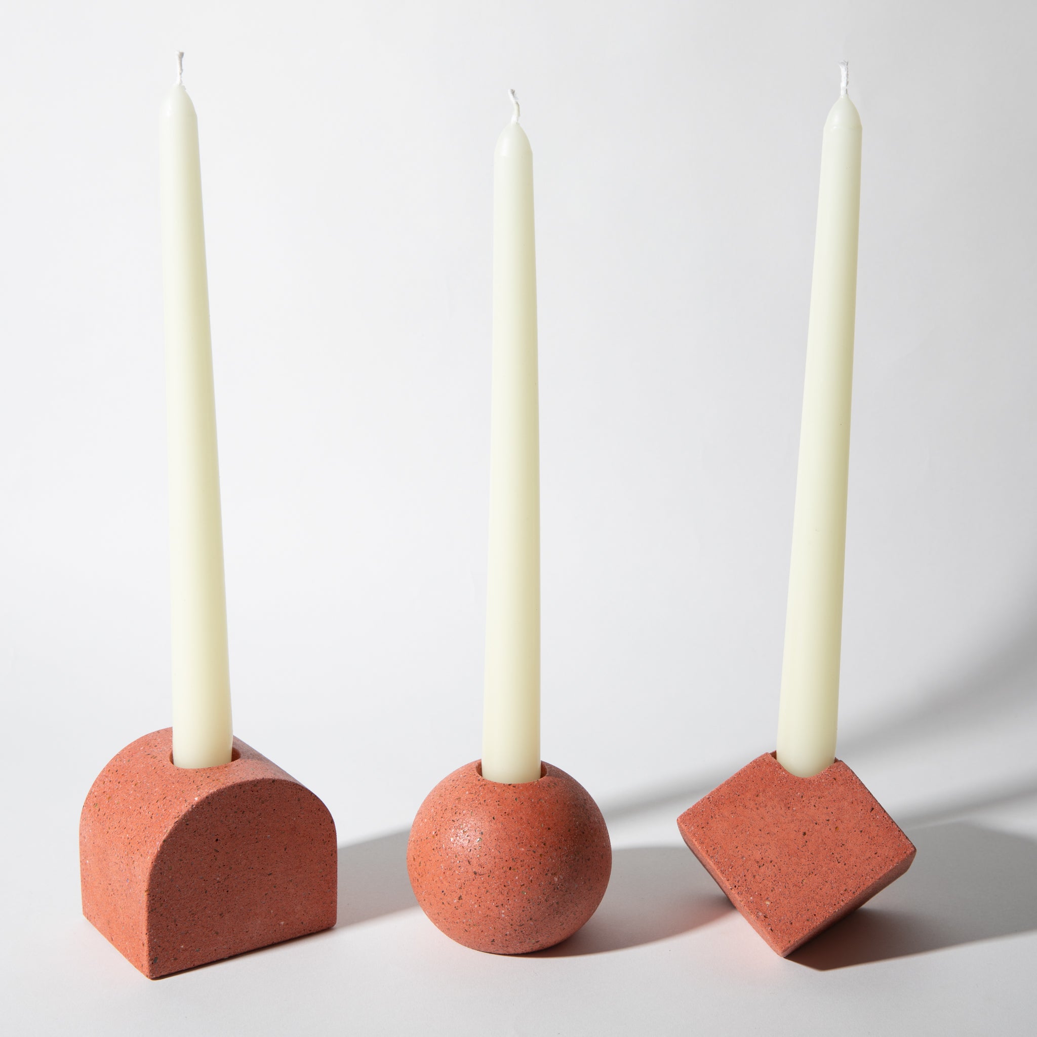 Block Candlestick Holder Set | Coral Terrazzo - pretti.cool
