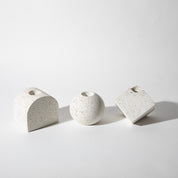 Block Candlestick Holder Set | White Terrazzo - pretti.cool