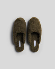 Shearling Wool Lounge Slippers in Olive by Parachute Home — view 1