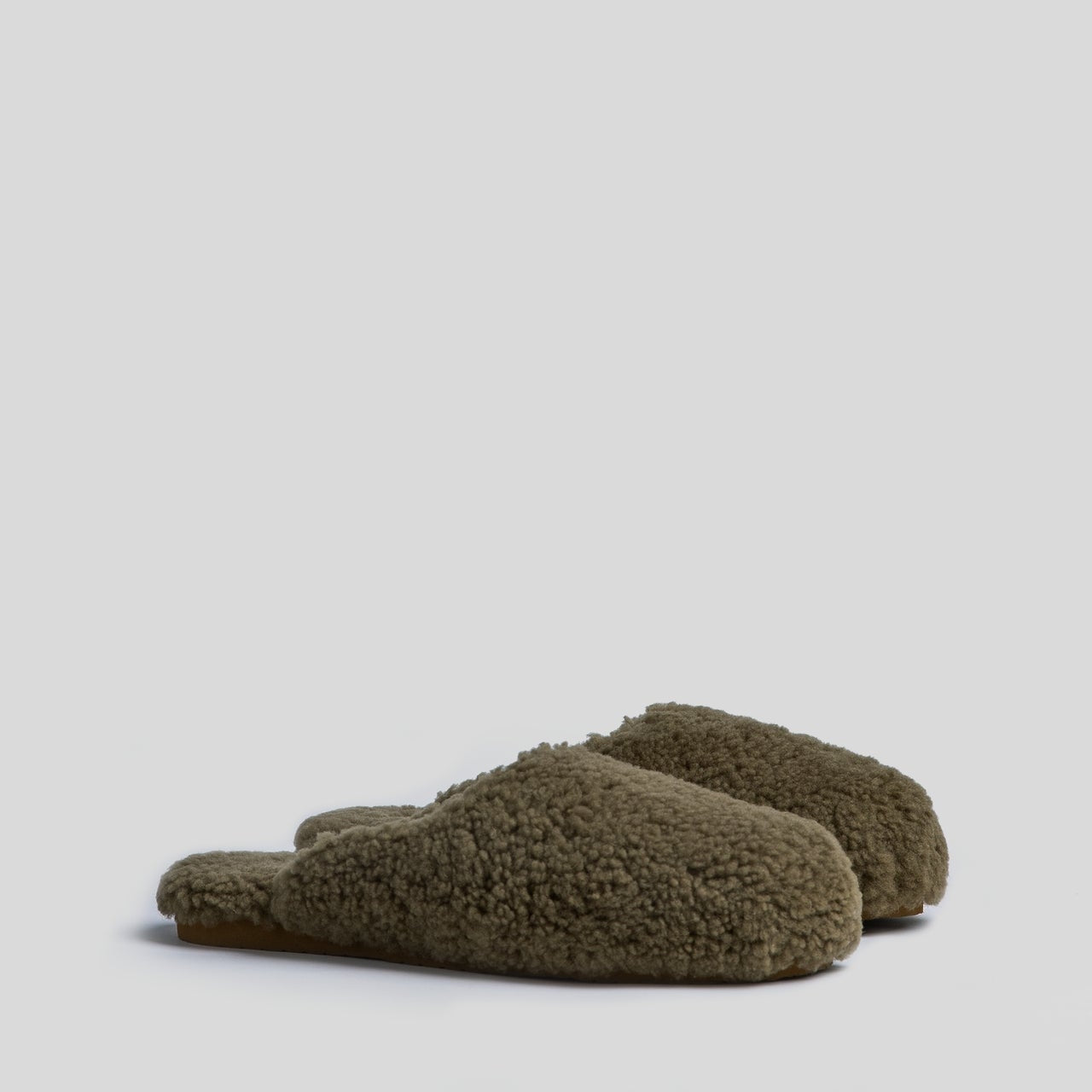 Shearling Wool Lounge Slippers in Olive by Parachute Home — view 2