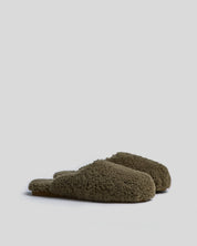 Shearling Wool Lounge Slippers in Olive by Parachute Home — view 2