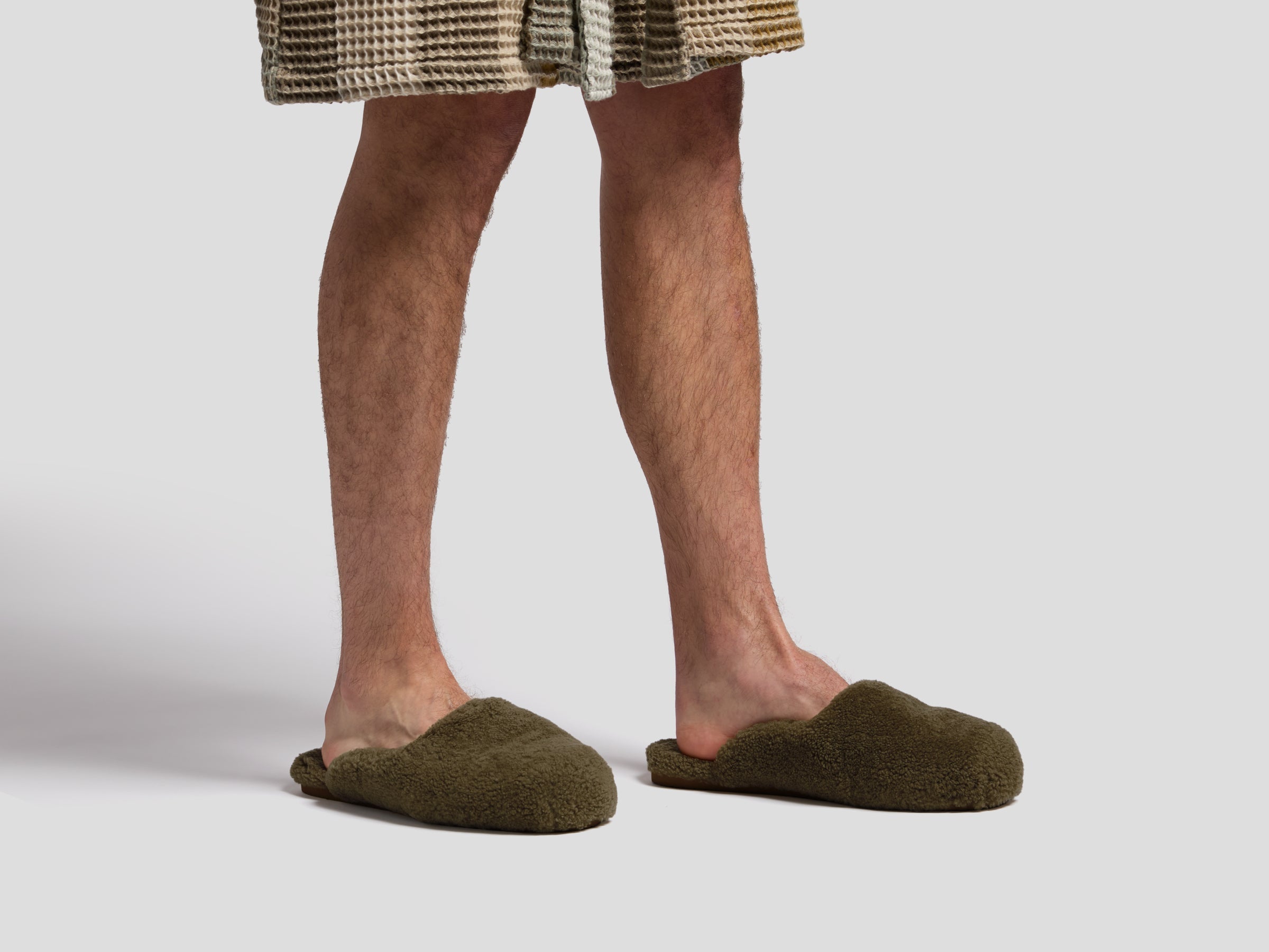 Shearling Wool Lounge Slippers in Olive by Parachute Home — view 4