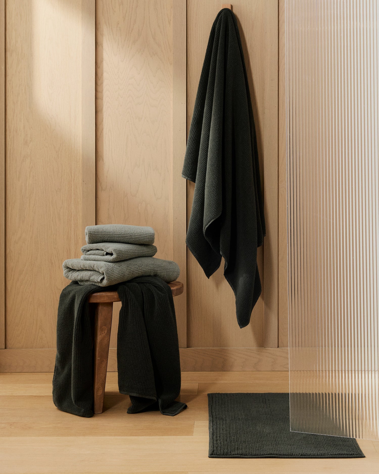 Soft Rib Towels in Evergreen by Parachute Home — view 2