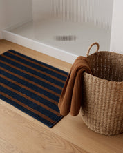 Organic Resort Stripe Tub Mat in Ink with Tobacco by Parachute Home — view 2