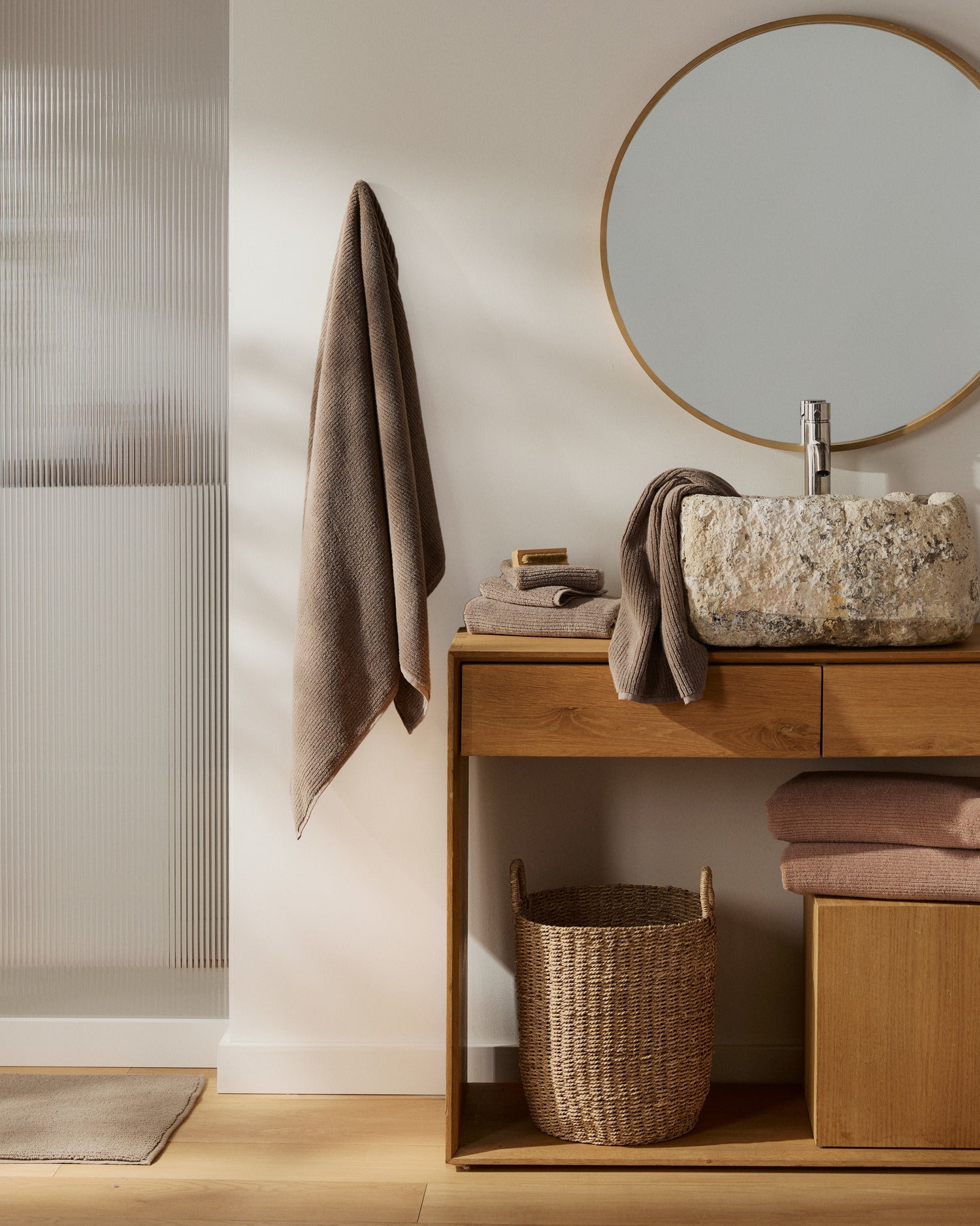 Soft Rib Towels in Warm Grey by Parachute Home — view 4