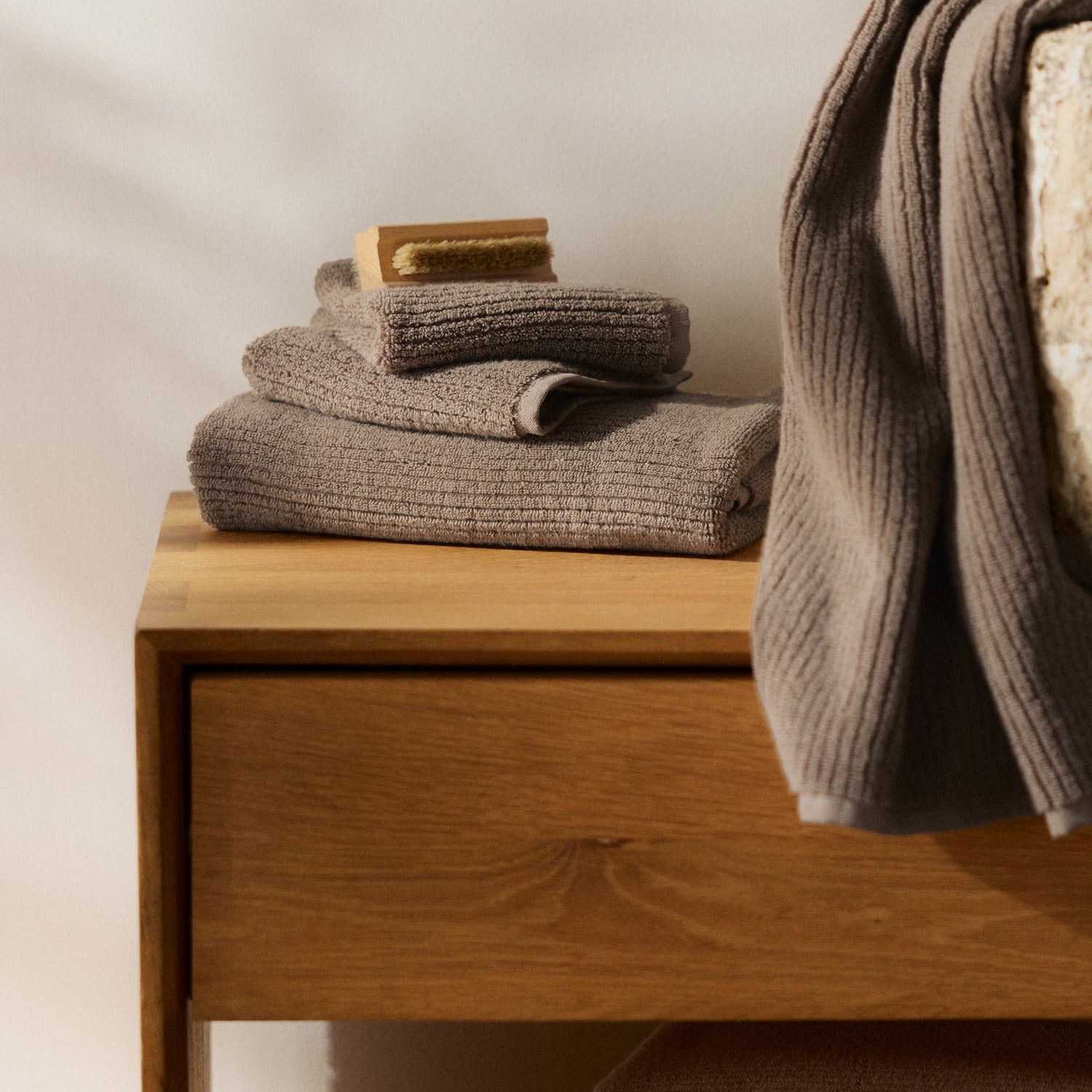 Soft Rib Towels in Warm Grey by Parachute Home — view 2